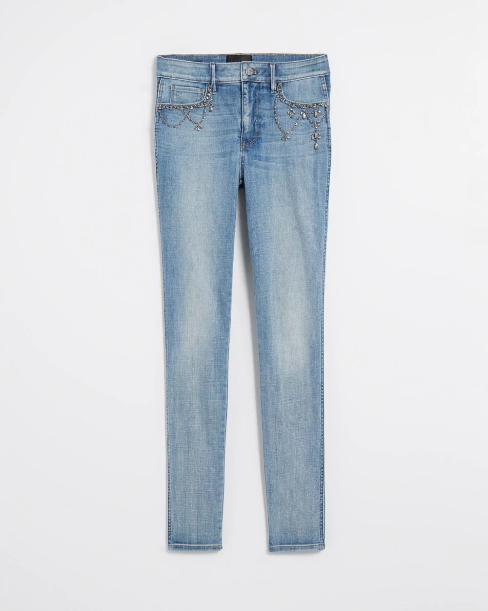 High-Rise Everyday Stretch Embellished Skinny Jeans | White
